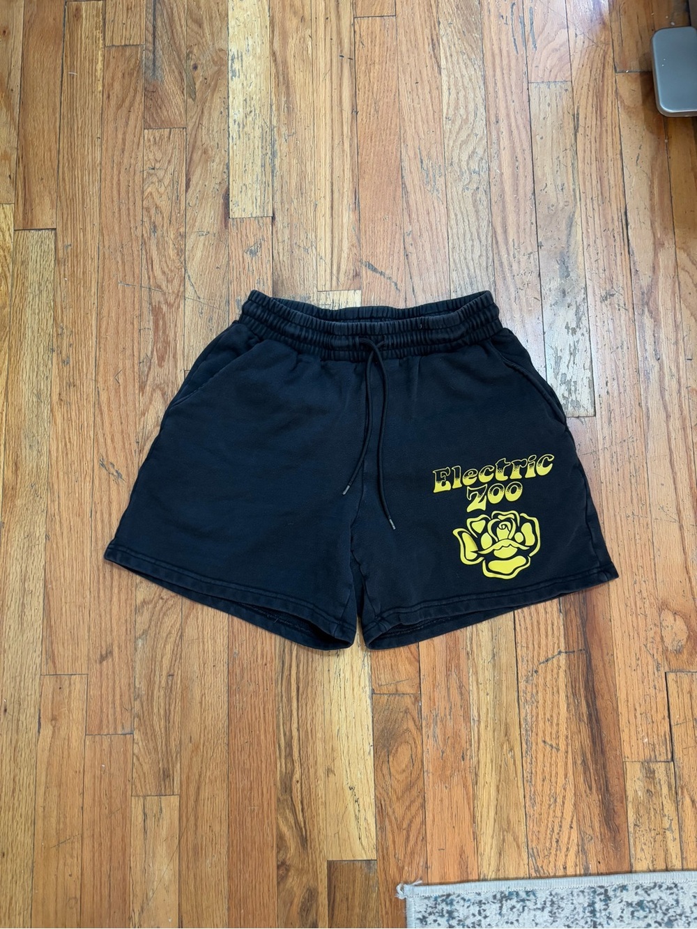 Electric Zoo Black Cotton Drawstring Shorts